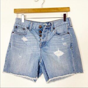 J. CREW Light Wash Distressed Button Fly Frayed Jean Shorts 24